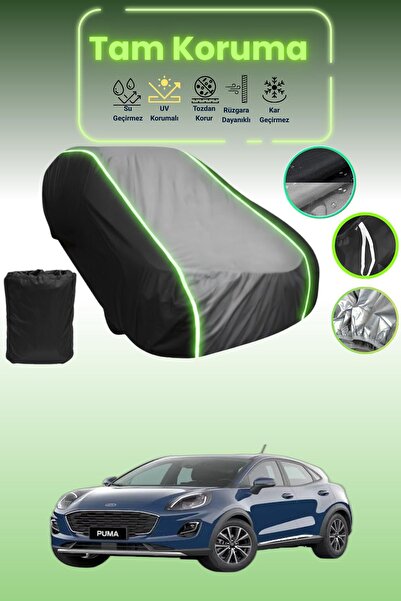 Dokaca Neo غطاء حماية متوافق مع سيارة فورد بوما قماش مجدّل باللون الأسود_الرمادي_الأسود النيون