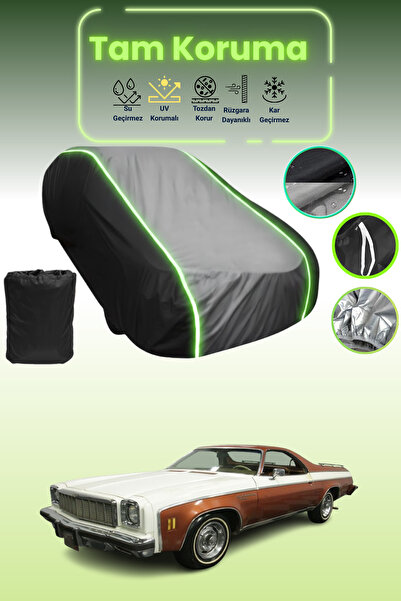 Dokaca Neo غطاء حماية متوافق مع سيارة شيفروليه ماليبو إل كامينو قماش مجدّل باللون الأسود_الرمادي_الأسود النيون