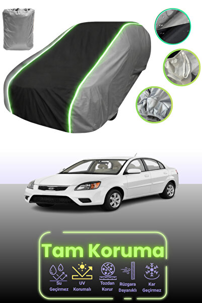 Dokaca Neo غطاء حماية للسيارة باللون الرمادي والأسود والرمادي النيون قماش مجدّل متوافق مع سيارة كيا ريو سيدان 2011 - 2021