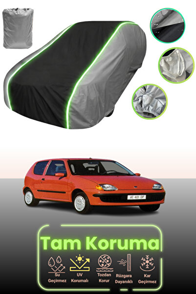 Dokaca Neo غطاء حماية للسيارة باللون الرمادي والأسود والرمادي النيون قماش مجدّل متوافق مع سيارة فيات سيتشينتو 1998 - 2001