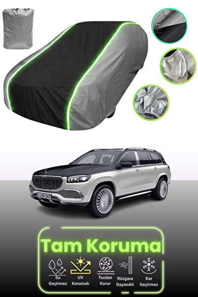 Dokaca Neo غطاء حماية للسيارة باللون الرمادي والأسود والرمادي النيون قماش مجدّل متوافق مع مرسيدس-بنز مايباخ جي إل إس