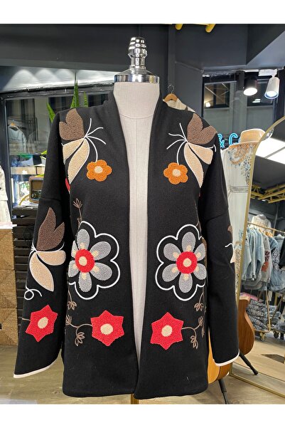 By-esq Women's Embroidered Cotton Long Sleeve Cashmere Jacket