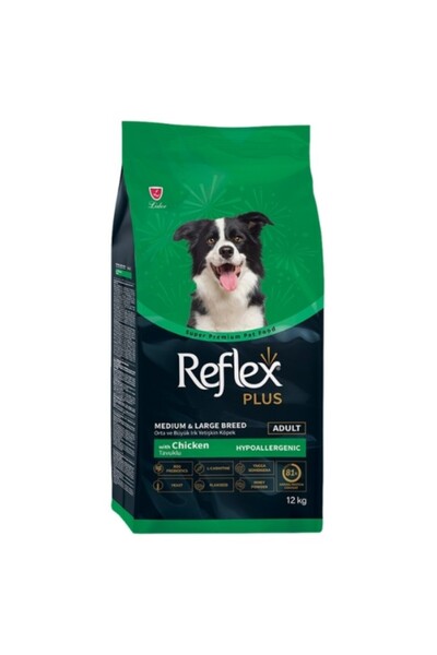 Reflex Plus Adult Orta ve Büyük Irk Tavuklu Yetişkin Köpek Maması 12 Kg