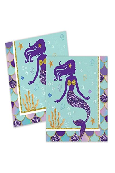 turkuaz parti 16-Piece Mermaid Theme Double-Layered Paper Napkins
