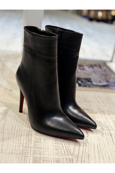 New Stiletto Store Siyah mat 10 cm topuk bootie
