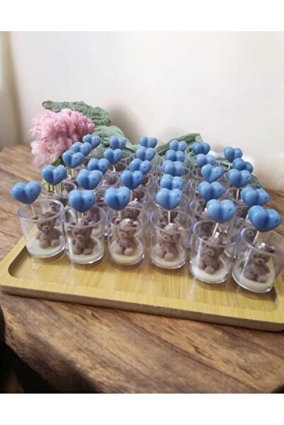 rudemcandle 10’lu shot bardakta kalp ve ayıcık bebek hediyelikleri,doğum,doğum günü,mevlid dekoratif mum