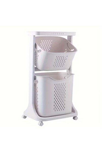 Türkiye Modern Double Basket Laundry Organizer Cart