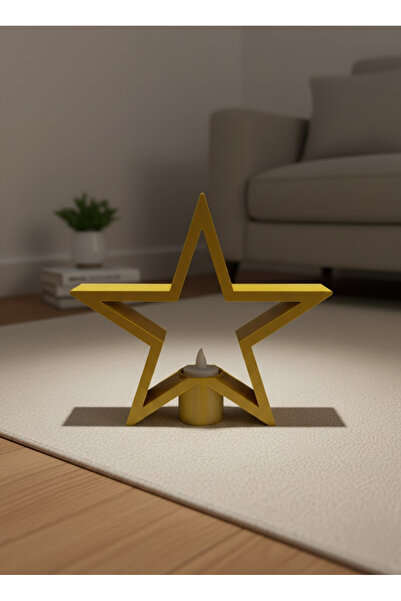 Najmaddin حامل شموع على شكل نجمة صفراء لتزيين غرفة المعيشة والرف الحديث