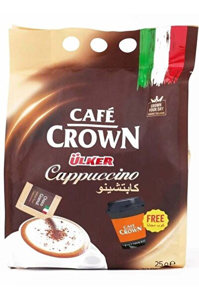 Crown Crown Ulker Cappuccino Coffee with Cup, 20 Sachets