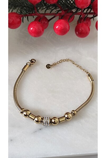 DİAVENTA TAKI VE AKSESUAR سوار من الفولاذ 100% بتصميم سلسلة الثعبان مع أحجار ...