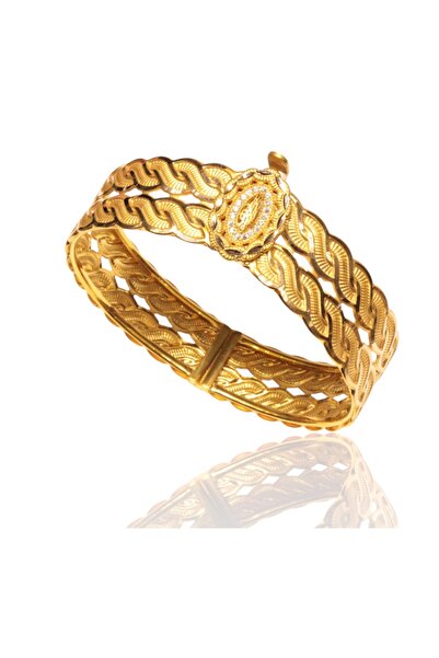 Hakan Güler Kuyumculuk Burgu Model Kelepçe Bilezik – 22 Ayar Görünümlü Şık Ta...