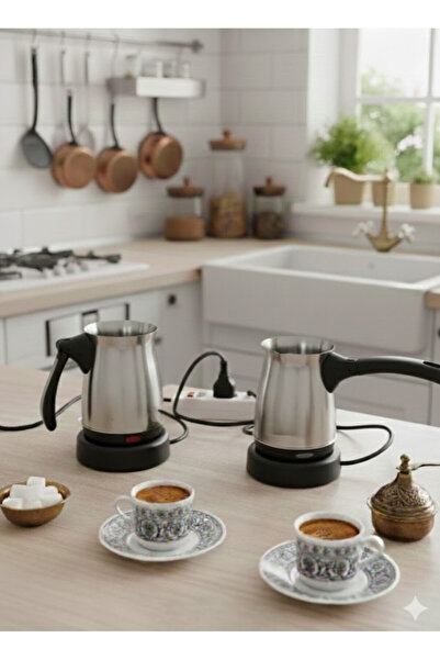 abnturk Elektrikli Paslanmaz Çelik 5 Fincan Kapasiteli Katlanabilir Sapı Cezve