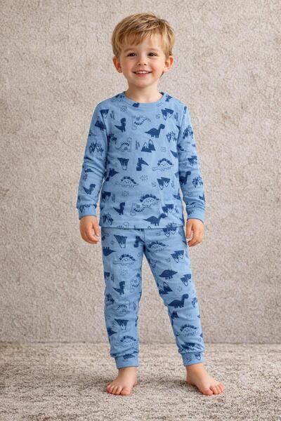 mışıl mışıl kids Момчешки комплект пижама с дълъг ръкав от памук с мотив на с...