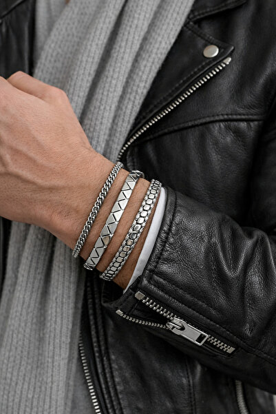 Naviforce Set of 3 Steel Men's Bracelet Set Engagement Gift