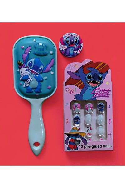 madam shushu Set Lilo și Stitch perie+unghie+rosace (culori surpriză)
