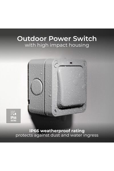 British General BG Electrical Single 2-Way Outdoor Weatherproof Switch, IP66 Rated, 20AX, Grey