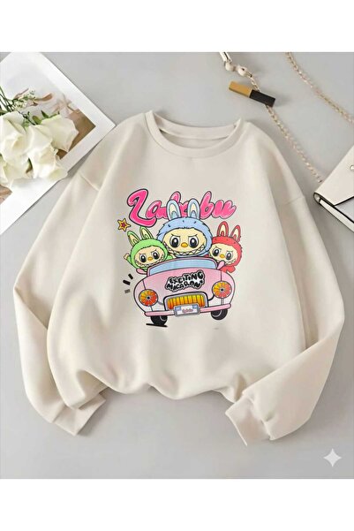 Biggbom kids سترة لابوبو مطبوع للأطفال بياقة دائرية لفصل الشتاء