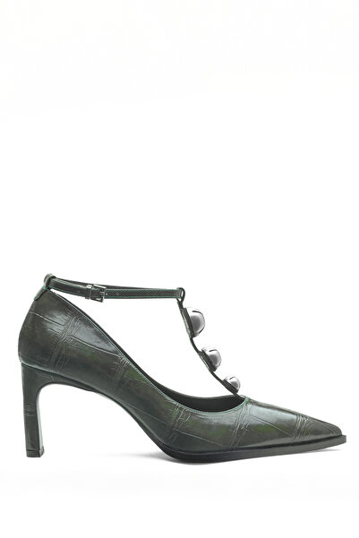 MARY Gold Detailed T-Strap Heeled Shoes