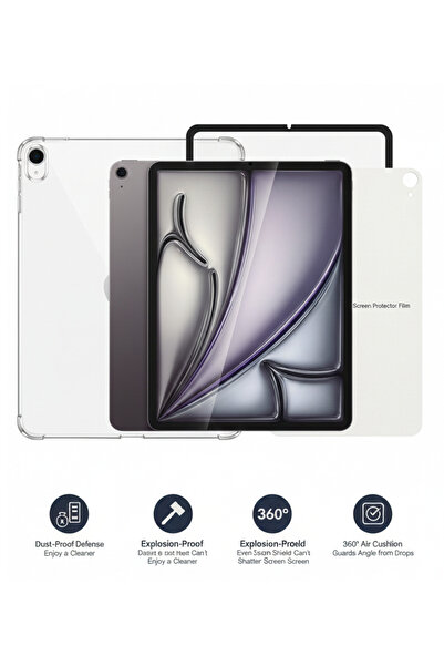 SP SPON iPad A16 (2025) 5-in-1 Protection: Shockproof Clear Case + Nano Screen Protector (11-inch)