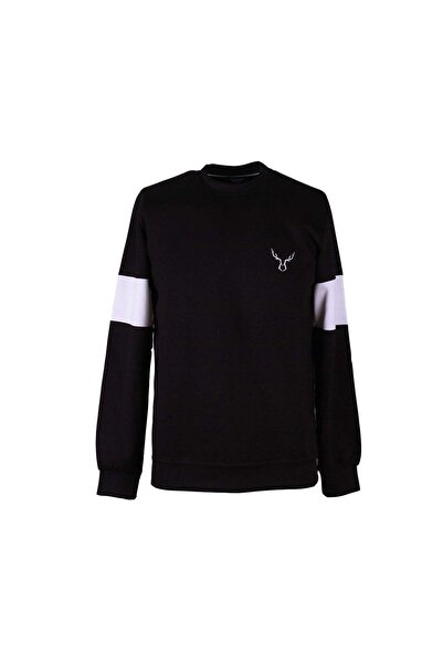trender Piece Sleeve O Neck Black Men's Sweatshirt 229
