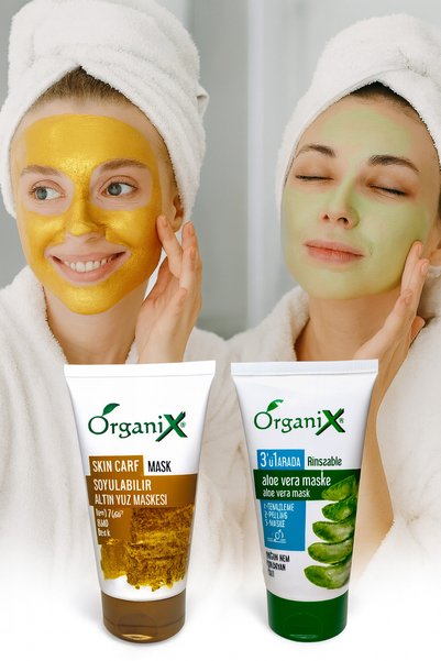 Organix Moisture & Radiance Care Set |   Peelable Gold Face Mask + Aloe Vera Face Mask 3 in 1 2×150ml