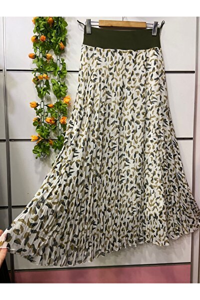 edu collection Patterned Chiffon Bell Skirt with Lining