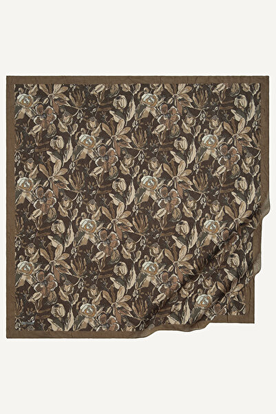 SilkTouch وشاح كراش بنمط فلورا الكلاسيكي بالشوكولاتة