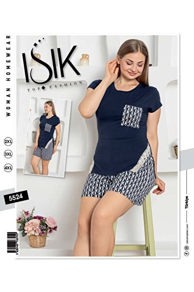 IŞIK طقم منزلي نسائي ISIK – تيشيرت مع شورت بطبعة هندسية