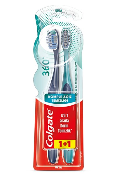 Colgate 360 Komple Ağız Temizliği Orta Diş Fırçası 1+1