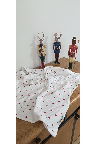 minnakya Pamuklu çift katlı biyeli penye yeni doğan bebek battaniyesi 80*90