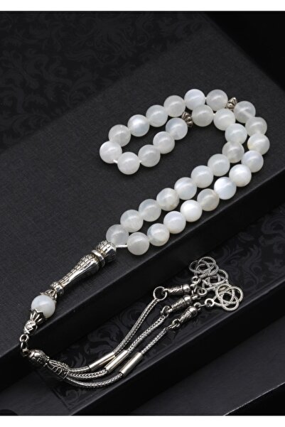 Doğaltaş Tesbihler Doğal ay taşi 925 ayar gumüş tasarımlı öEl kutulu sertifikalı