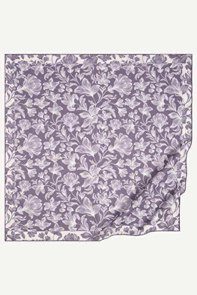 SilkTouch Purple Lily Pattern Natural Scarf
