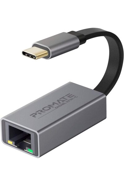 Promate USB-C Adapter, Premium Aluminium Alloy Full-Speed USB Type-C to 10/100/1000Mbps RJ45 Gigabit