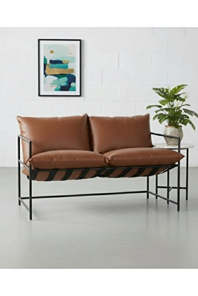 SLLER 2'li Klas Model Metal İskeletli Portatif Berjer ,Taba Suni Deri Döşemel...