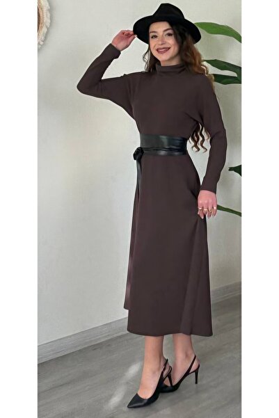 Şamdan Belt Detailed Knitwear Dress