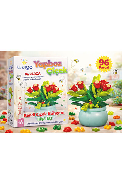 Weigo Yapboz Çiçek Oyuncağı – 96 Parça Eğitici Tak-Çıkar Blok Seti (+3 Yaş)