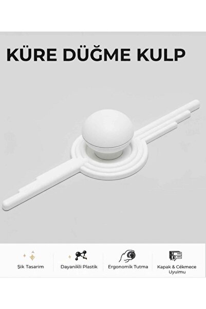 İMT AKSESUAR Küre Düğme Mobilya Kulpu Beyaz Dolap Kapağı Çekmece Genç ve Çocu...