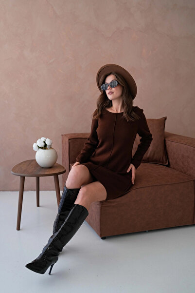 Park Karon Women's Crew Neck Midi Length Soft Textured Basic Knit Dress 12027