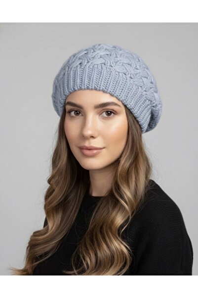 Şirin Giyim Aksesuar Knitted Beanie Painter Hat - Blue Stylish Women's Winter...