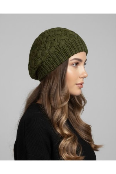 Şirin Giyim Aksesuar Knitted Beanie Painter Hat - Khaki Stylish Women's Winter Hat