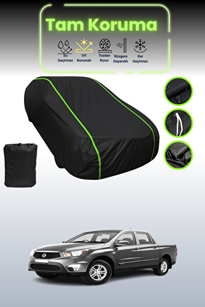 Dokaca Neo غطاء حماية للسيارة من القماش الأسود اللامع قماش مجدّل متوافق مع سيارة سانج يونج كوراندو سبورتس