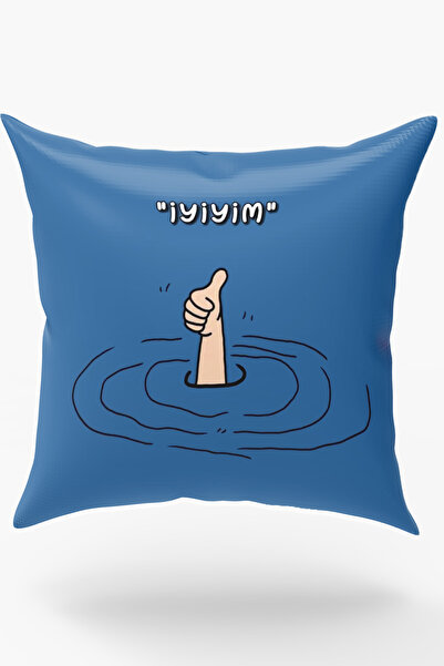 Karkan Tekstil İyiyim Yazılı Minimal Dekoratif Baskılı Yastık