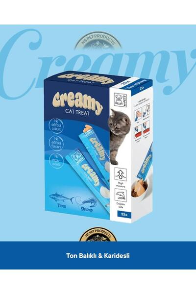 M-PETS Creamy Ton Balıklı & Karidesli Kedi Krema Ödül Maması 25x15 gr