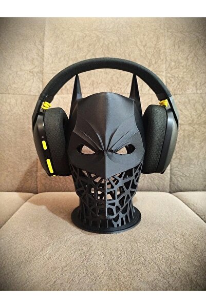 DEMİRHAN3D Batman Kulaklık Standı – Siyah Figür (200 Gram, 22 cm) | Şık Masa Dekoru ve Düzenleyici