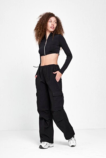 DENOKMODA Cargo Pocket Black Tactical Pants