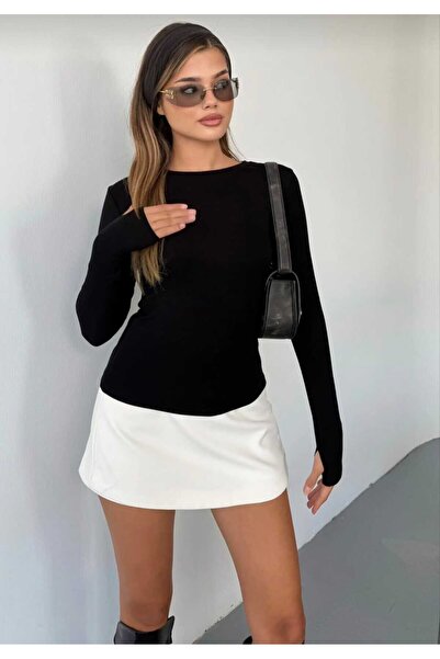 LAVRE BİSİKLET YAKA PARMAK GEÇİRMELİ MODAL KUMAŞ YUMUŞACIK BODYY