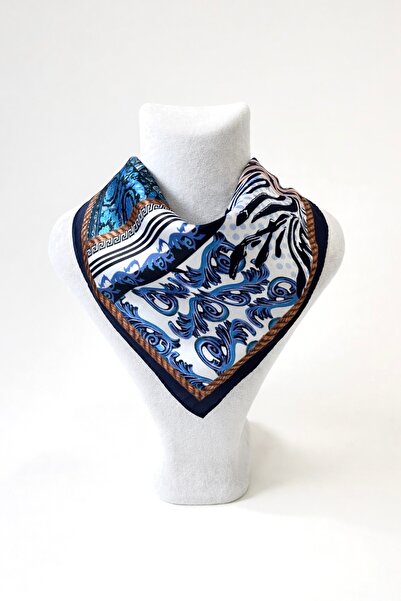 Vanelia Navy Blue Patterned Scarf Bandana