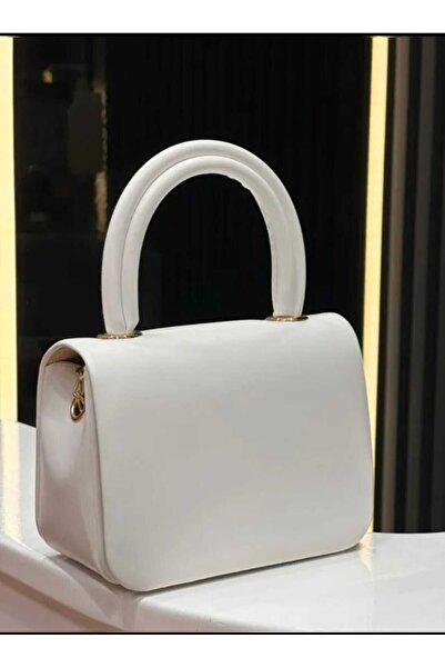 ÖZÜM TAKI Geantă de mână și de umăr pentru femei, cu curea metalică aurie, albă