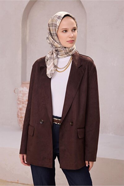 Belli Eșarfă de mătase cu model în carouri 4218D (Twill) STONE - 37