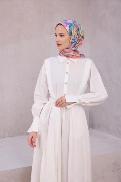 Belli Eșarfă din mătase pură Tivil 4216 - 07 Roz cu model mixt